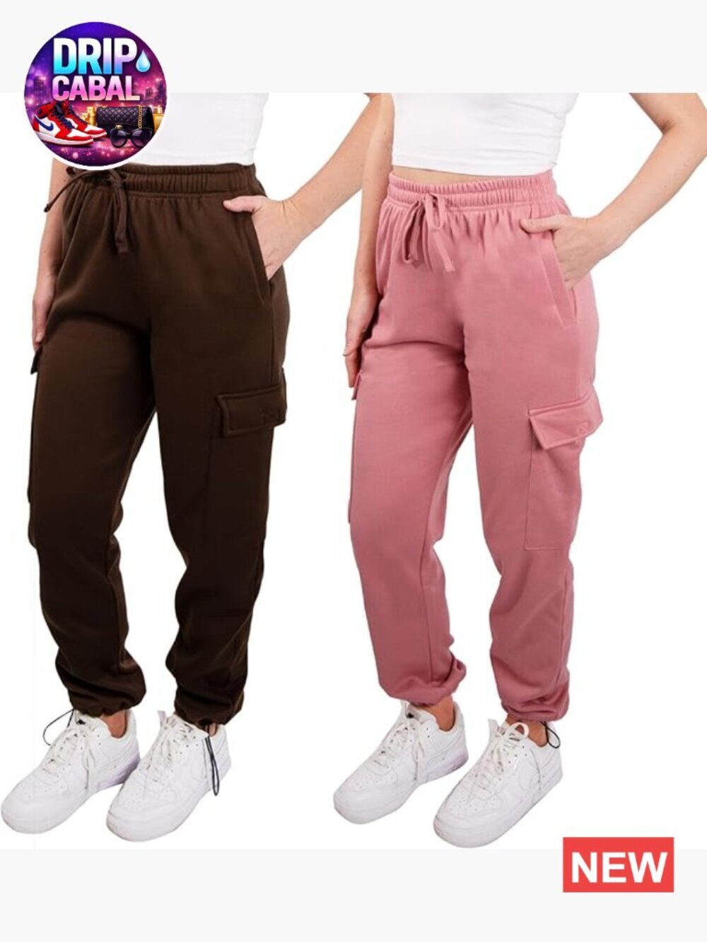 2 Pack Cargo Jogger Pants for Women Casual Lounge Sweatpants Super Soft